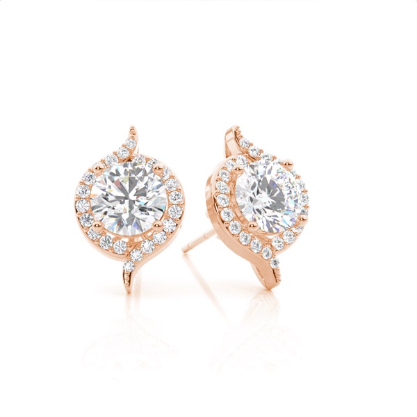 White Gold Round Diamond Halo Earrings