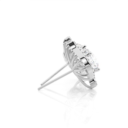 White Gold Round Diamond Halo Earrings