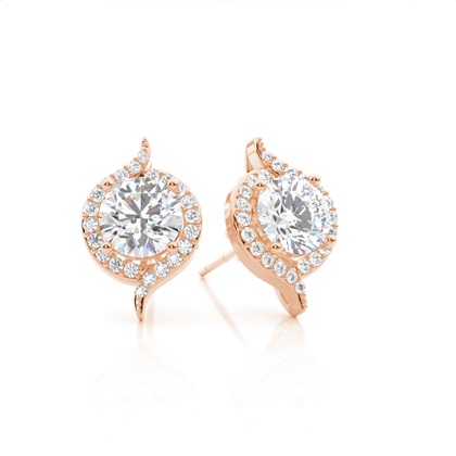 White Gold Round Diamond Halo Earrings