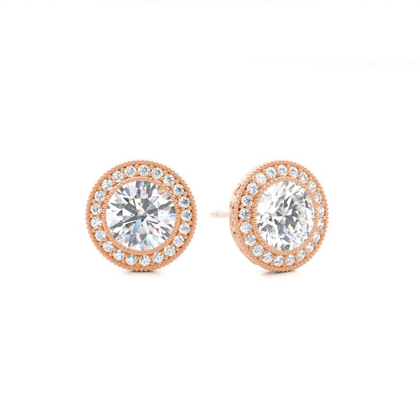 White Gold Round Diamond Halo Earrings