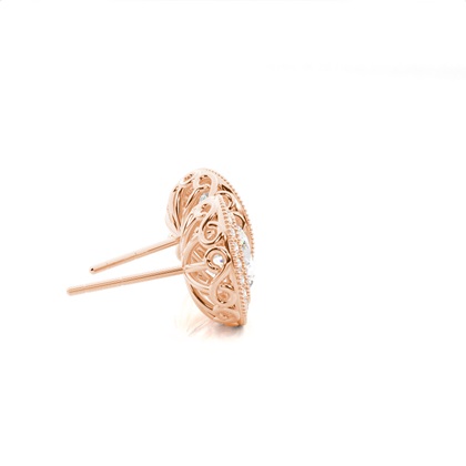 Rose Gold Halo Diamond Earrings