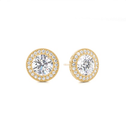 White Gold Round Diamond Halo Earrings