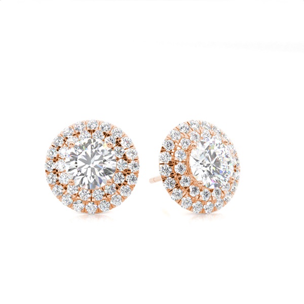 White Gold Round Diamond Halo Earrings