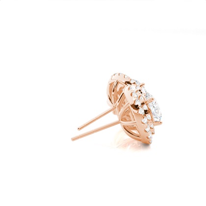 Rose Gold Halo Diamond Earrings