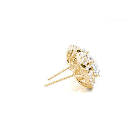 Yellow Gold Halo Diamond Earrings