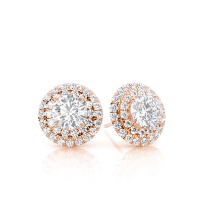 White Gold Round Moissanite Halo Earrings
