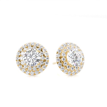 White Gold Round Diamond Halo Earrings