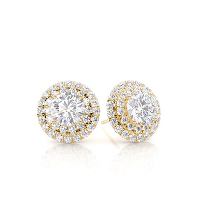 White Gold Round Moissanite Halo Earrings