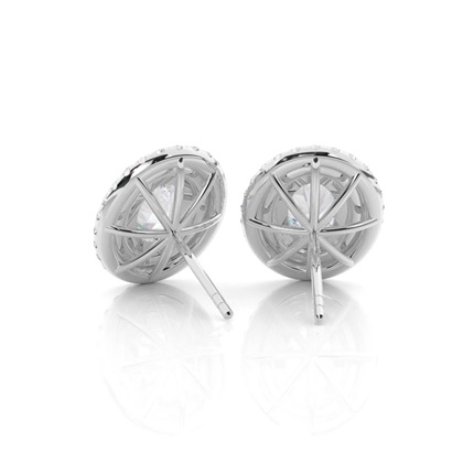 Runder Moissanite-Cluster-Ohrring aus Weißgold