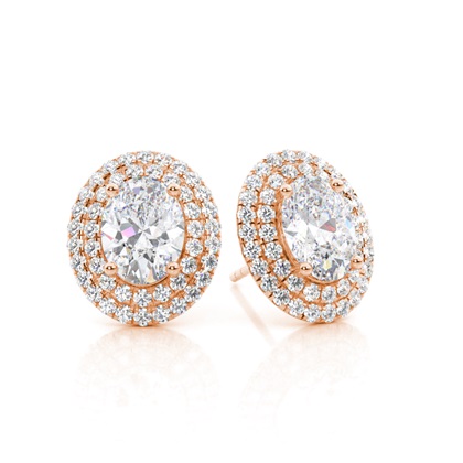 White Gold Round Moissanite Halo Earrings