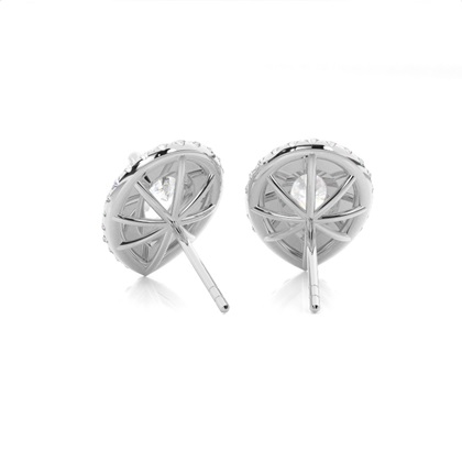 White Gold Round Diamond Halo Earrings