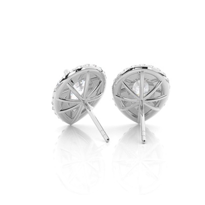 Runder Moissanite-Cluster-Ohrring aus Weißgold