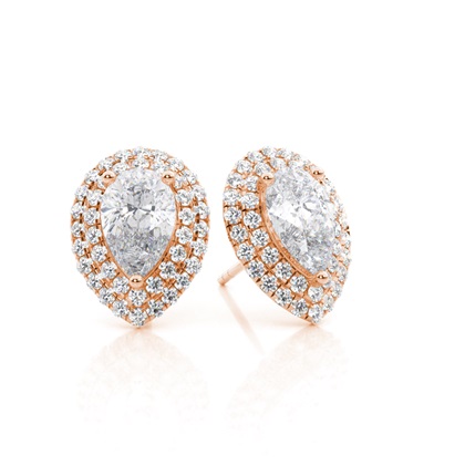 White Gold Round Moissanite Halo Earrings