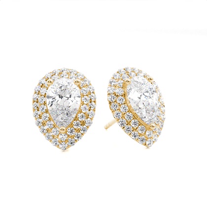 Pear Yellow Gold Women's Diamond Earrings Diamond