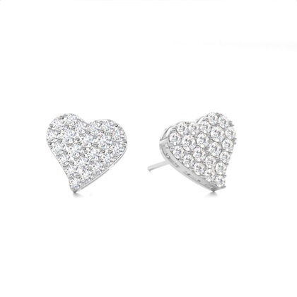 White Gold Round Diamond Cluster Earrings