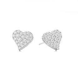 White Gold Round Diamond Cluster Earrings