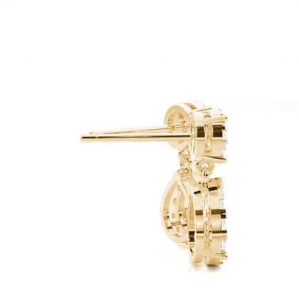 Round Yellow Gold Drop Diamond Earrings