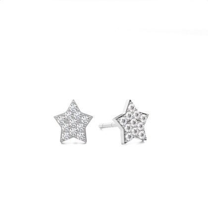 Prong Setting Round Diamond Cluster Earrings