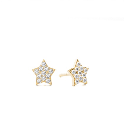 Round Yellow Gold Cluster Diamond Earrings