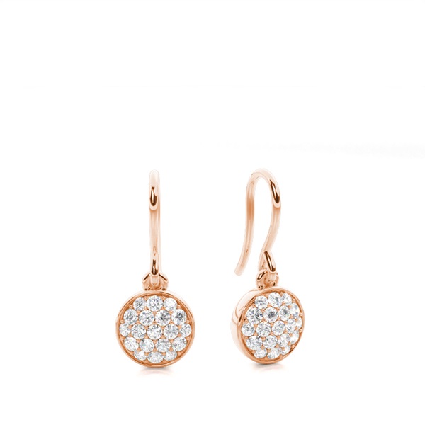 Pave Setting Round Diamond Cluster Earrings