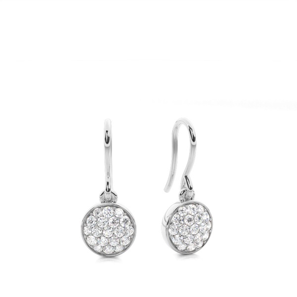 Pave Setting Round Diamond Cluster Earrings