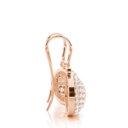 Round Rose Gold Drop Diamond Earrings