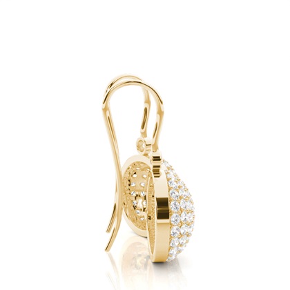 Round Yellow Gold Drop Diamond Earrings