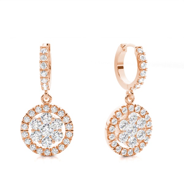 Diamant Cluster Ohrringe rund in einer Pavefassung