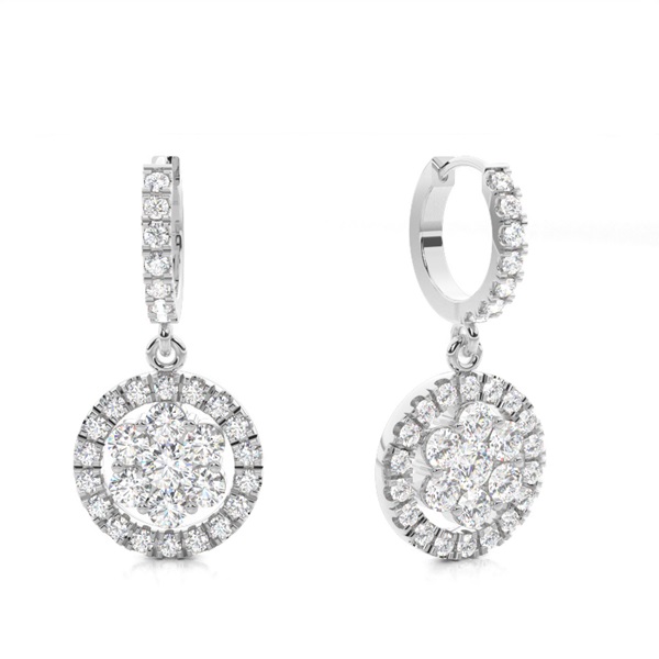 Illusion Setting Round Diamond Cluster Earrings