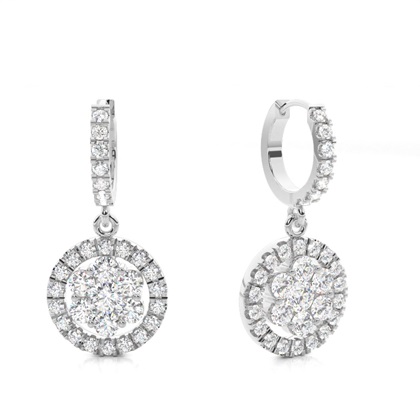 Illusion Setting Round Diamond Cluster Earrings