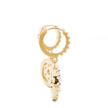 Round Yellow Gold Cluster Diamond Earrings