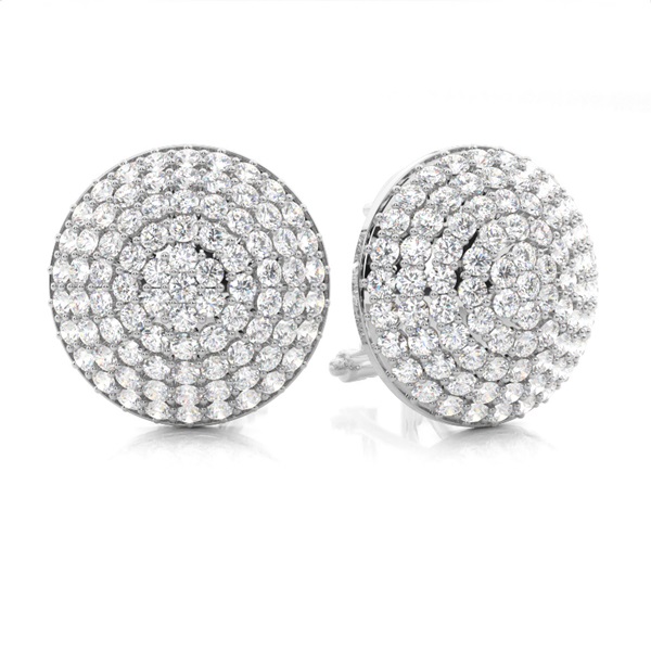 Prong Setting Round Diamond Cluster Earrings
