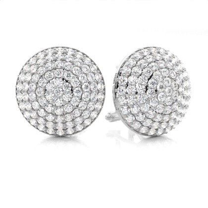 Prong Setting Round Diamond Cluster Earrings