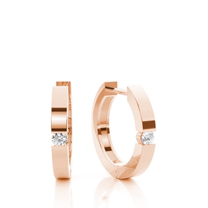 Rose Gold Diamond Hoop Diamond Earrings
