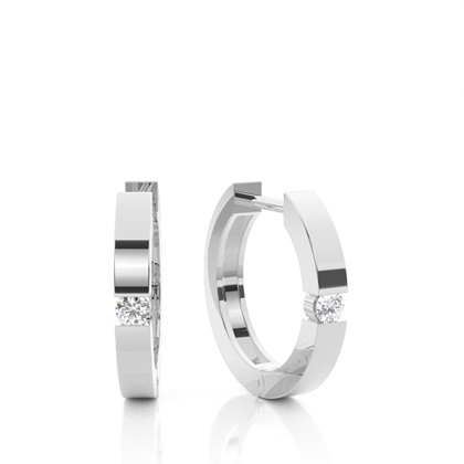 White Gold Round Diamond Hoop Earrings