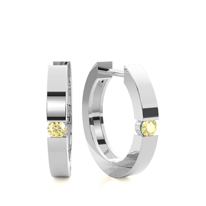 Tension Set Yellow Diamond Hoop Earring