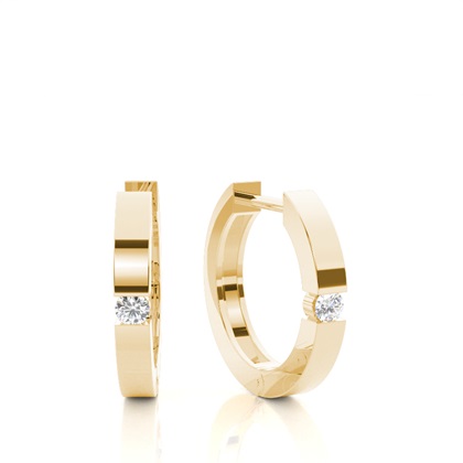 Yellow Gold Diamond Hoop Diamond Earrings