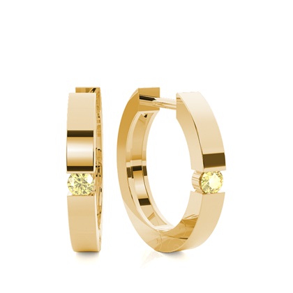 Tension Set Yellow Diamond Hoop Earring