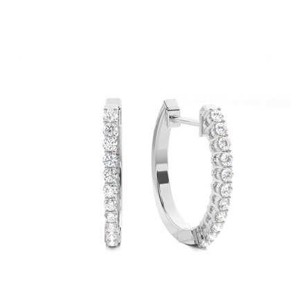 4 Prong Setting Round Diamond Hoop Earrings