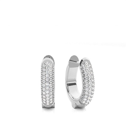White Gold Round Diamond Hoop Earrings