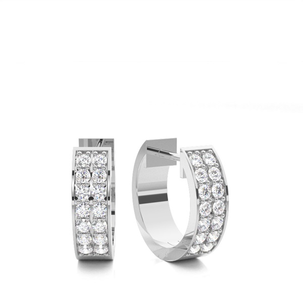 White Gold Round Diamond Hoop Earrings