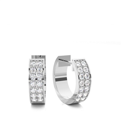 White Gold Round Diamond Hoop Earrings
