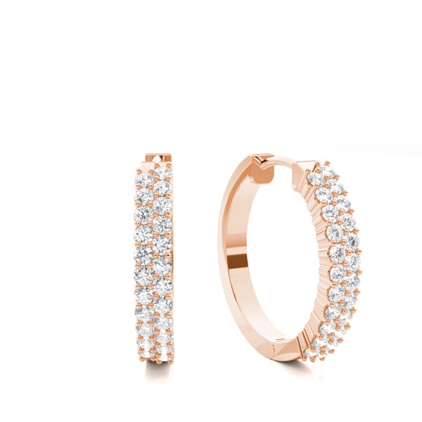 4 Prong Setting Round Diamond Hoop Earrings