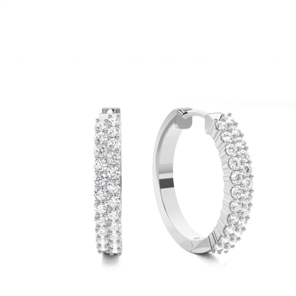 4 Prong Setting Round Diamond Hoop Earrings