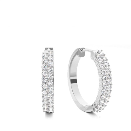 4 Prong Setting Round Diamond Hoop Earrings