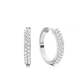 4 Prong Setting Round Diamond Hoop Earrings