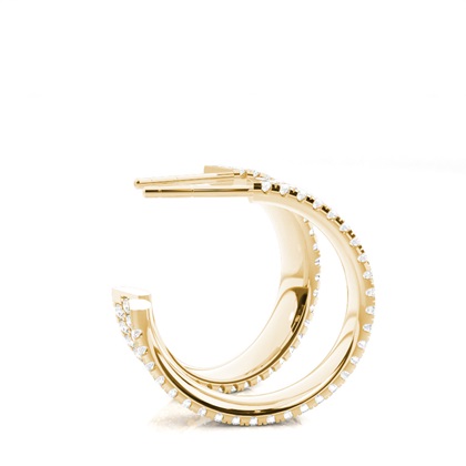 Yellow Gold Diamond Hoop Diamond Earrings