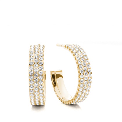 Yellow Gold Diamond Hoop Diamond Earrings