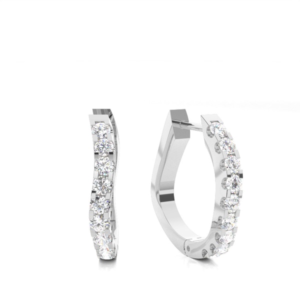White Gold Round Diamond Hoop Earrings