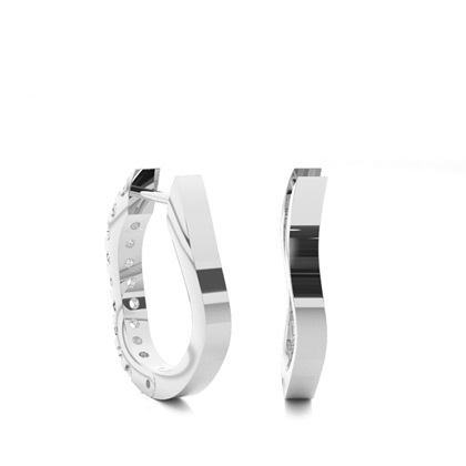 White Gold Round Diamond Hoop Earrings